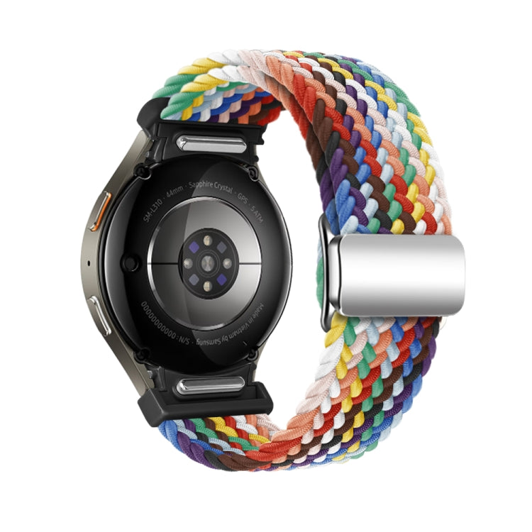 For Samsung Galaxy Watch 7 / 6 / 5 / 4 Nylon Loop Magnetic Buckle Watch Band(Official Rainbow) by bashfashion