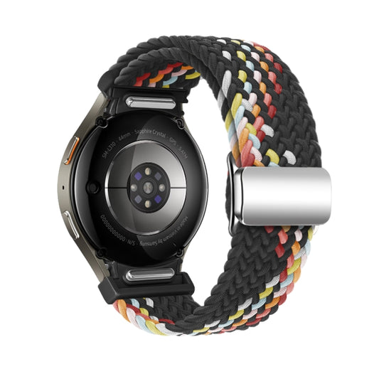 For Samsung Galaxy Watch 7 / 6 / 5 / 4 Nylon Loop Magnetic Buckle Watch Band(Black Rainbow) by bashfashion