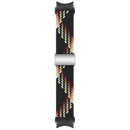 For Samsung Galaxy Watch 7 / 6 / 5 / 4 Nylon Loop Magnetic Buckle Watch Band(Black Rainbow) by bashfashion