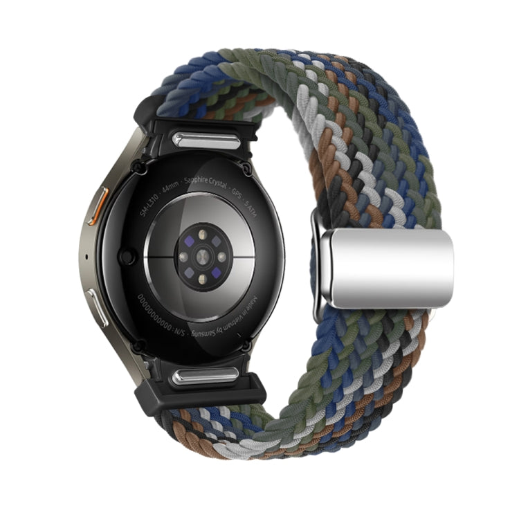 For Samsung Galaxy Watch 7 / 6 / 5 / 4 Nylon Loop Magnetic Buckle Watch Band(Denim Rainbow) by bashfashion