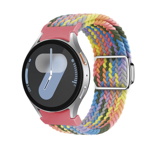 For Samsung Galaxy Watch 7 / 6 / 5 / 4 Nylon Loop Magnetic Buckle Watch Band(Heartbeat Purple) by bashfashion