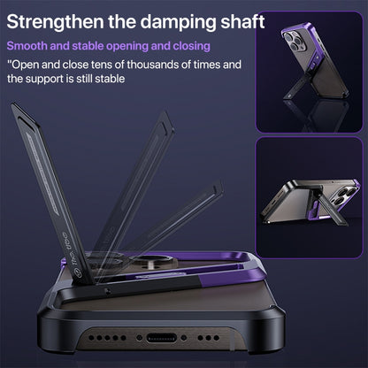 For iPhone 16 Pro S-shaped Stand Frameless Metal Phone Case(Grey) by bashfashion