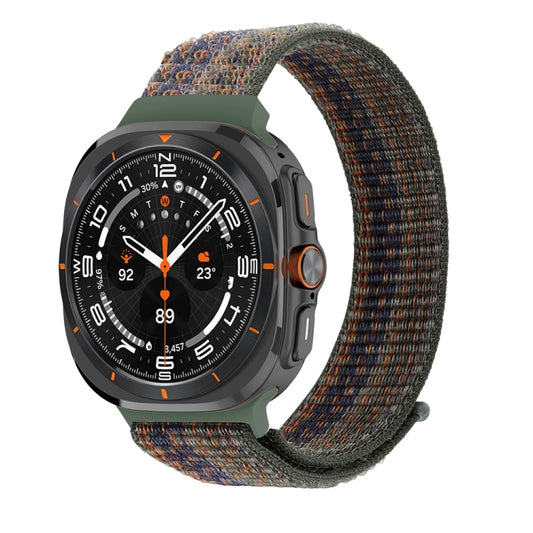 For Samsung Galaxy Watch Ultra 47mm / Ultra 2025 Plastic Connector Nylon Loop Watch Band(Dark Green Orange) by bashfashion