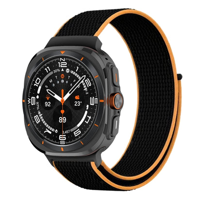 For Samsung Galaxy Watch Ultra 47mm / Ultra 2025 Plastic Connector Nylon Loop Watch Band(Black Orange) by bashfashion