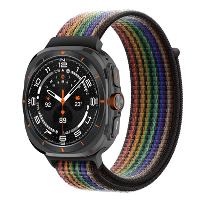For Samsung Galaxy Watch Ultra 47mm / Ultra 2025 Plastic Connector Nylon Loop Watch Band(Black Rainbow) by bashfashion