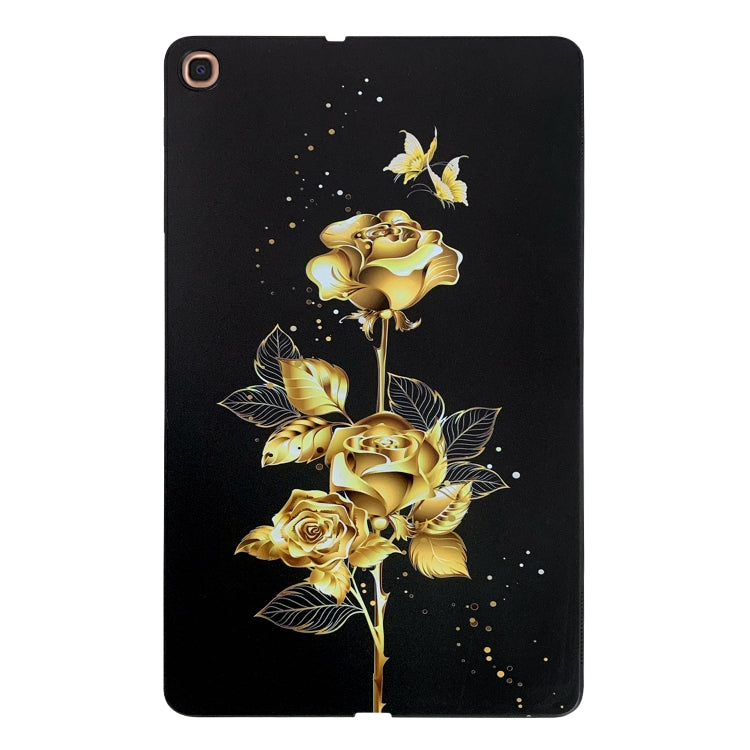 For Samsung Galaxy Tab A 10.1 (2019) Color Painting Pattern Smart Tablet TPU Case(Golden Rose) by bashfashion