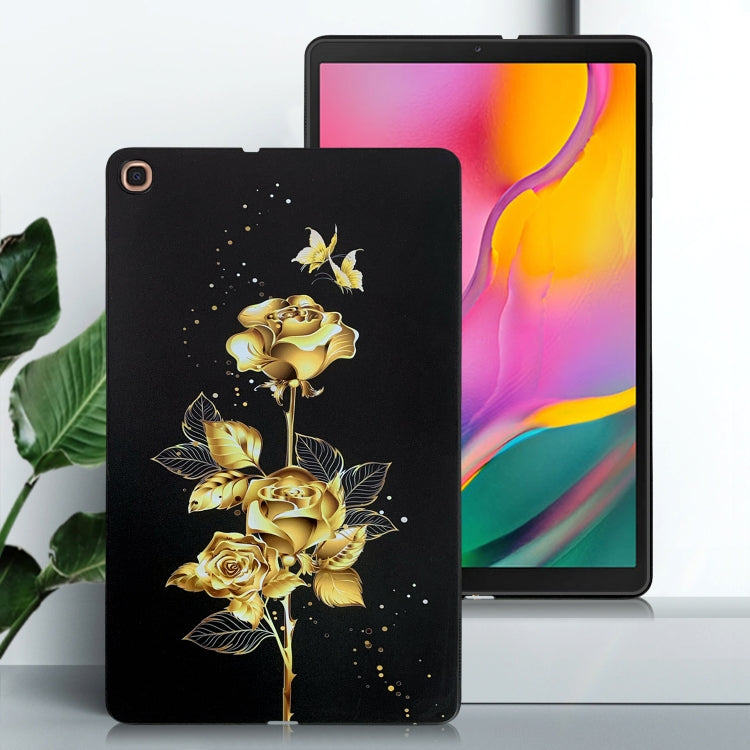 For Samsung Galaxy Tab A 10.1 (2019) Color Painting Pattern Smart Tablet TPU Case(Golden Rose) by bashfashion