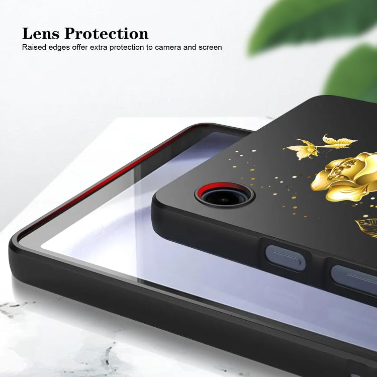 For Samsung Galaxy Tab A 10.1 (2019) Color Painting Pattern Smart Tablet TPU Case(Golden Rose) by bashfashion