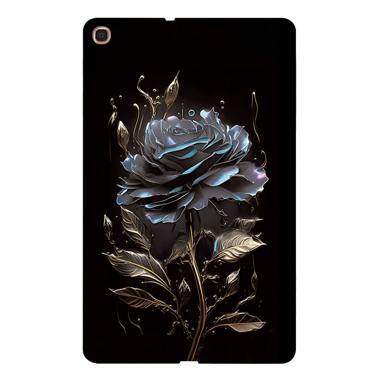 For Samsung Galaxy Tab A 10.1 (2019) Color Painting Pattern Smart Tablet TPU Case(Black Rose) by bashfashion