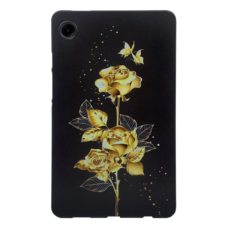 For Samsung Galaxy Tab A11 / A9 Color Painting Pattern Smart Tablet TPU Case(Golden Rose) by bashfashion