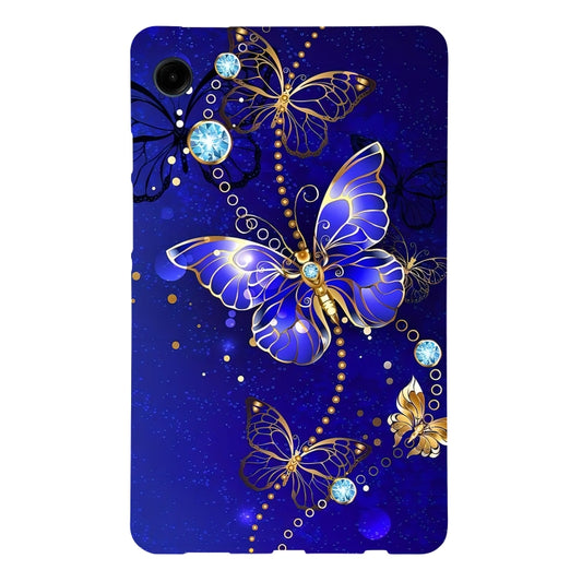 For Samsung Galaxy Tab A11 / A9 Color Painting Pattern Smart Tablet TPU Case(Blue Butterfly) by bashfashion