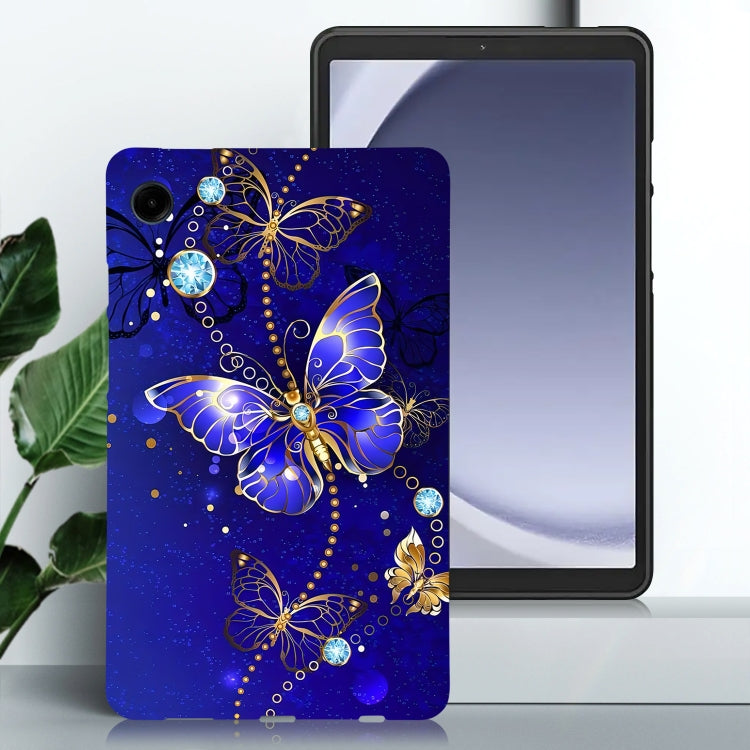 For Samsung Galaxy Tab A11 / A9 Color Painting Pattern Smart Tablet TPU Case(Blue Butterfly) by bashfashion