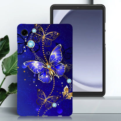 For Samsung Galaxy Tab A11 / A9 Color Painting Pattern Smart Tablet TPU Case(Blue Butterfly) by bashfashion