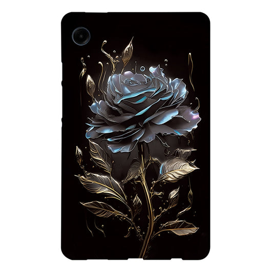 For Samsung Galaxy Tab A11 / A9 Color Painting Pattern Smart Tablet TPU Case(Black Rose) by bashfashion