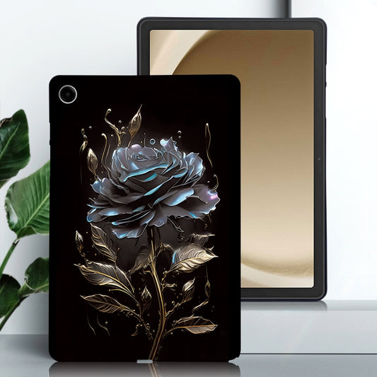 For Samsung Galaxy Tab A11+ / A9+ Color Painting Pattern Smart Tablet TPU Case(Black Rose) by bashfashion