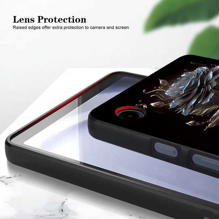 For Samsung Galaxy Tab A11+ / A9+ Color Painting Pattern Smart Tablet TPU Case(Black Rose) by bashfashion