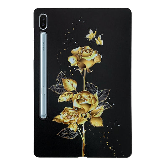 For Samsung Galaxy Tab S6 Color Painting Pattern Smart Tablet TPU Case(Golden Rose) by bashfashion
