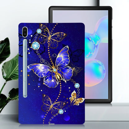 For Samsung Galaxy Tab S6 Color Painting Pattern Smart Tablet TPU Case(Blue Butterfly) by bashfashion