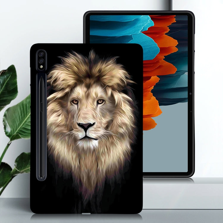 For Samsung Galaxy Tab S7 / S8 Color Painting Pattern Smart Tablet TPU Case(Lion) by bashfashion