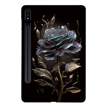 For Samsung Galaxy Tab S7 / S8 Color Painting Pattern Smart Tablet TPU Case(Black Rose) by bashfashion