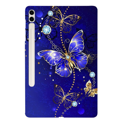 For Samsung Galaxy Tab S7+ / S8+ Color Painting Pattern Smart Tablet TPU Case(Blue Butterfly) by bashfashion