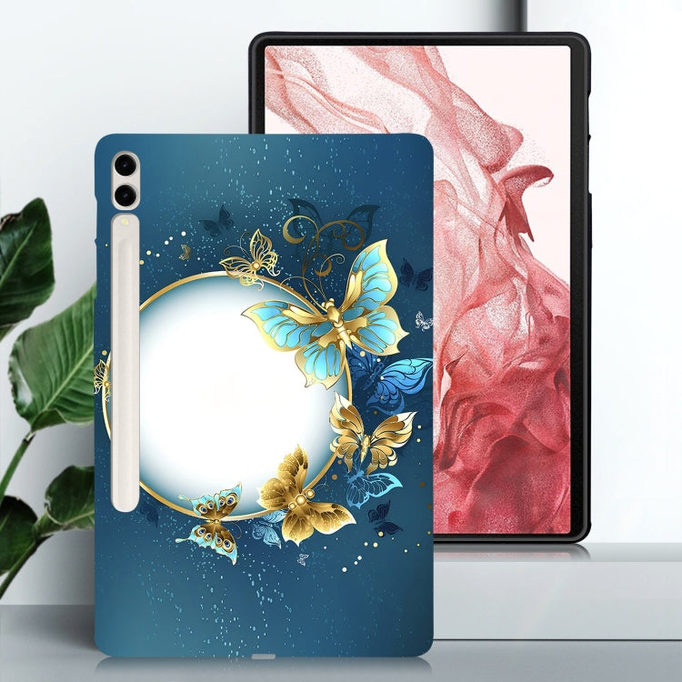 For Samsung Galaxy Tab S7+ / S8+ Color Painting Pattern Smart Tablet TPU Case(Butterfly Circle) by bashfashion