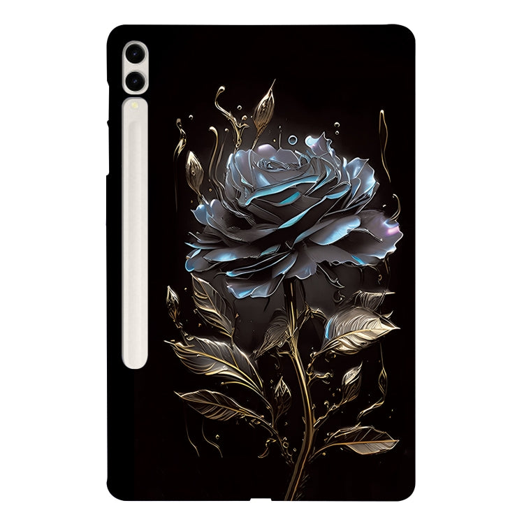 For Samsung Galaxy Tab S7+ / S8+ Color Painting Pattern Smart Tablet TPU Case(Black Rose) by bashfashion