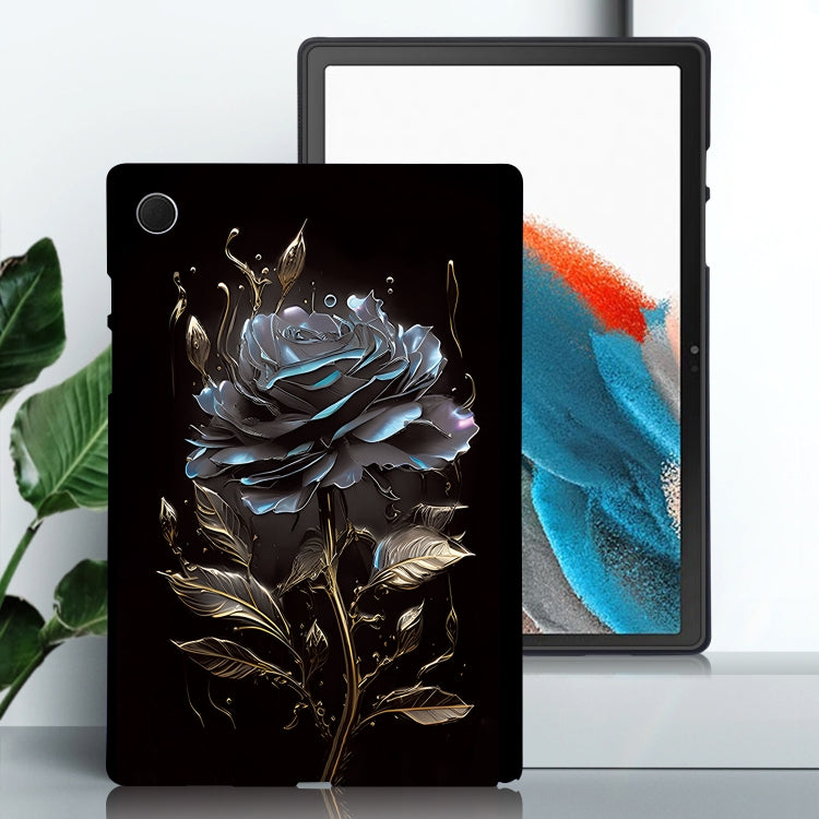 For Samsung Galaxy Tab A8 10.5 2021 Color Painting Pattern Smart Tablet TPU Case(Black Rose) by bashfashion