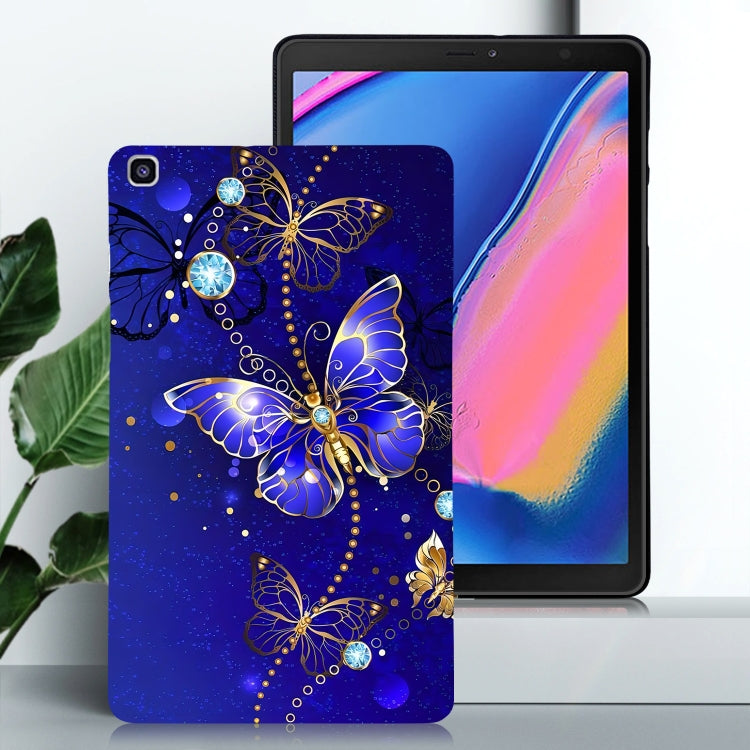 For Samsung Galaxy Tab A 8.0 2019 Color Painting Pattern Smart Tablet TPU Case(Blue Butterfly) by bashfashion