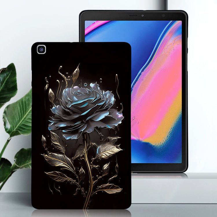 For Samsung Galaxy Tab A 8.0 2019 Color Painting Pattern Smart Tablet TPU Case(Black Rose) by bashfashion
