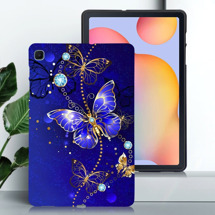 For Samsung Galaxy Tab S6 Lite 2024 / 2022 Color Painting Pattern Smart Tablet TPU Case(Blue Butterfly) by bashfashion