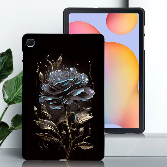 For Samsung Galaxy Tab S6 Lite 2024 / 2022 Color Painting Pattern Smart Tablet TPU Case(Black Rose) by bashfashion