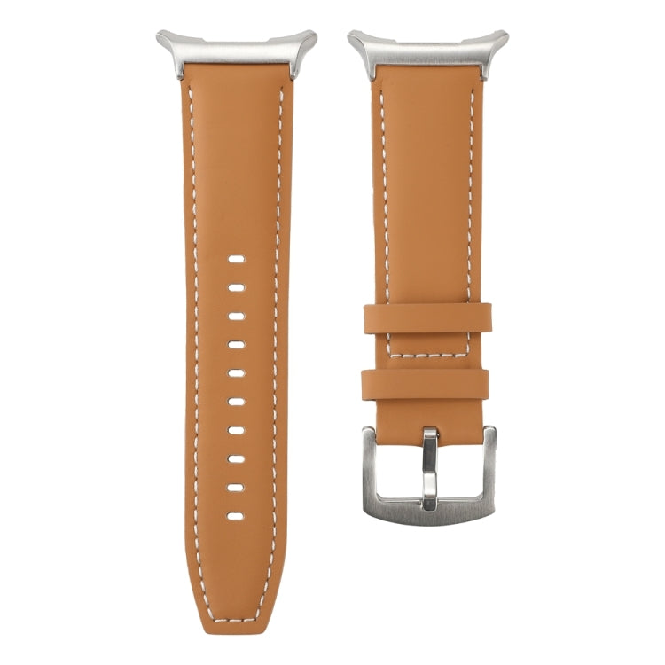 For Samsung Galaxy Watch Ultra 47mm / Ultra 2025 Plain Genuine Leather Watch Band(Yellow Brown) by bashfashion