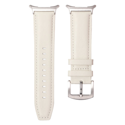 For Samsung Galaxy Watch Ultra 47mm / Ultra 2025 Plain Genuine Leather Watch Band(Creamy White) by bashfashion