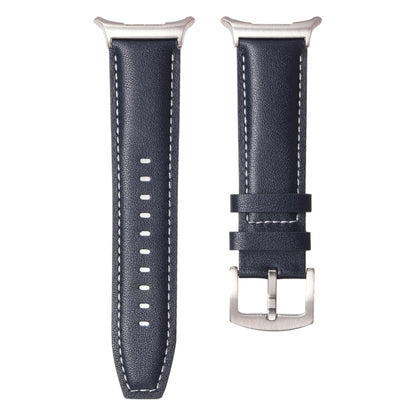 For Samsung Galaxy Watch Ultra 47mm / Ultra 2025 Plain Genuine Leather Watch Band(Midnight Blue) by bashfashion