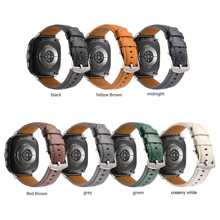 For Samsung Galaxy Watch Ultra 47mm / Ultra 2025 Plain Genuine Leather Watch Band(Black) by bashfashion