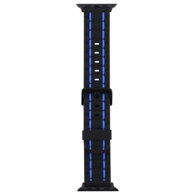 For Apple Watch 5 & 4 44mm / 3 & 2 & 1 42mm Silicone Wave Style Watch Band(Blue) by bashfashion