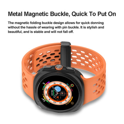 For Samsung Galaxy Watch Ultra 47mm / Ultra 2025 Hole Style Plastic Connector Magnetic Folding Buckle Silicone Watch Band(White) by bashfashion