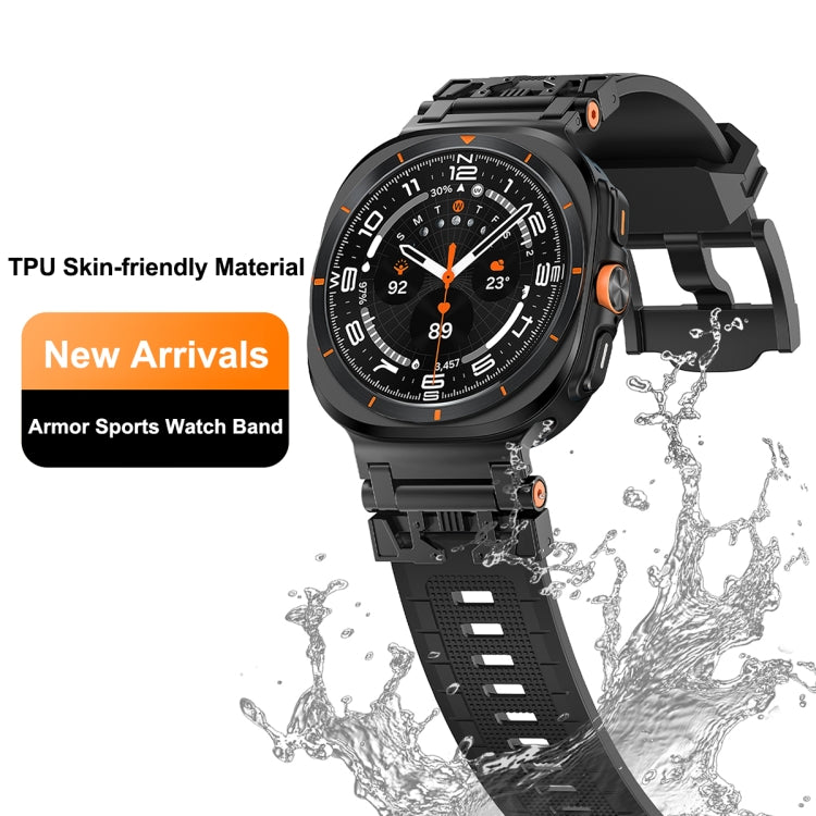 For Samsung Galaxy Watch UItra 47mm / Ultra 2025 Armor TPU Sports Watch Band(Light Blue Black) by bashfashion