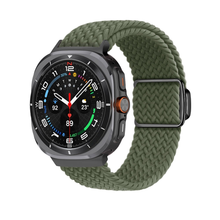 For Samsung Galaxy Watch Ultra 47mm / Ultra 2025 Nylon Loop Magnetic Buckle Watch Band(Dark Olive) by bashfashion