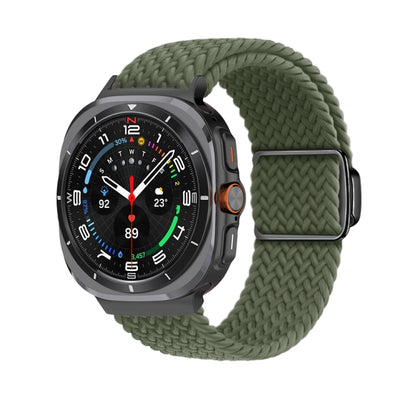 For Samsung Galaxy Watch Ultra 47mm / Ultra 2025 Nylon Loop Magnetic Buckle Watch Band(Dark Olive) by bashfashion