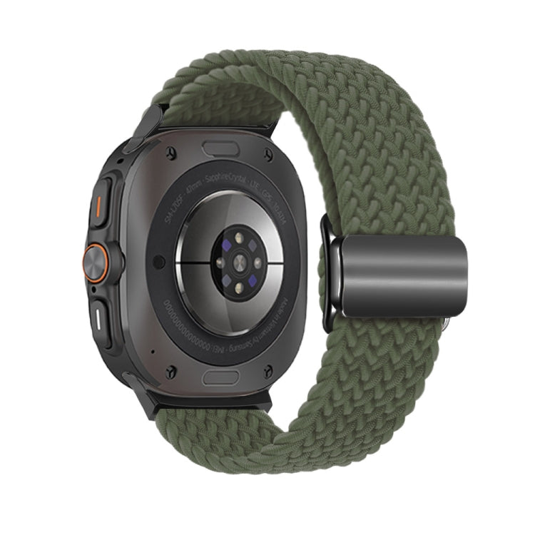 For Samsung Galaxy Watch Ultra 47mm / Ultra 2025 Nylon Loop Magnetic Buckle Watch Band(Dark Olive) by bashfashion