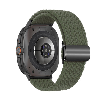 For Samsung Galaxy Watch Ultra 47mm / Ultra 2025 Nylon Loop Magnetic Buckle Watch Band(Dark Olive) by bashfashion