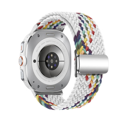 For Samsung Galaxy Watch Ultra 47mm / Ultra 2025 Nylon Loop Magnetic Buckle Watch Band(White Rainbow) by bashfashion