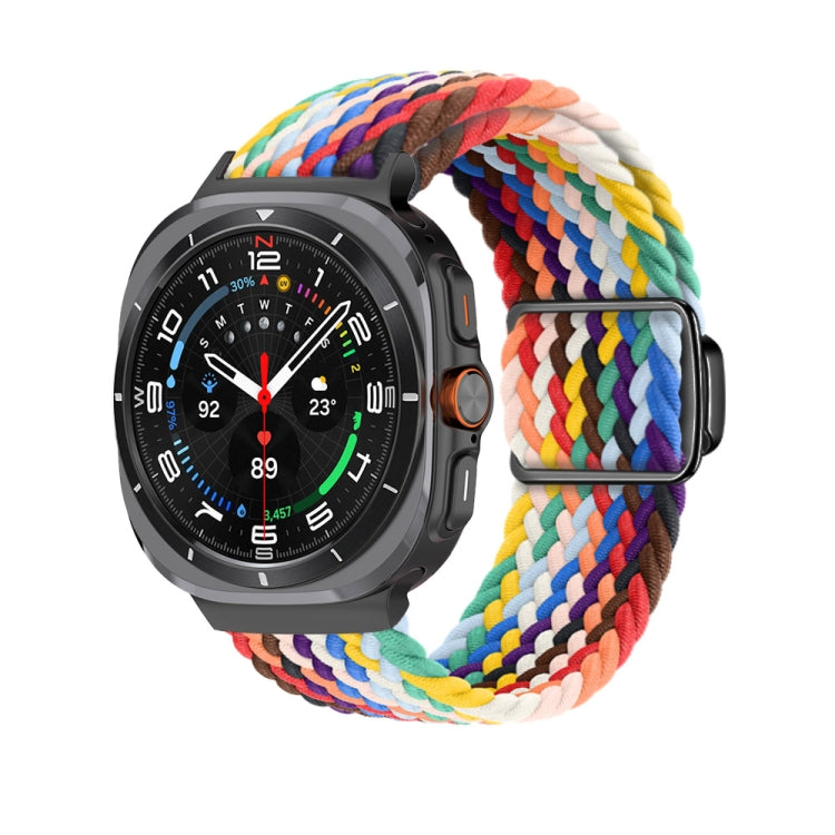 For Samsung Galaxy Watch Ultra 47mm / Ultra 2025 Nylon Loop Magnetic Buckle Watch Band(Official Rainbow) by bashfashion