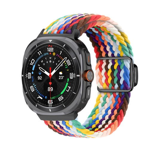 For Samsung Galaxy Watch Ultra 47mm / Ultra 2025 Nylon Loop Magnetic Buckle Watch Band(Official Rainbow) by bashfashion