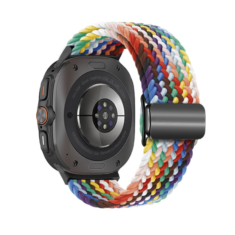 For Samsung Galaxy Watch Ultra 47mm / Ultra 2025 Nylon Loop Magnetic Buckle Watch Band(Official Rainbow) by bashfashion