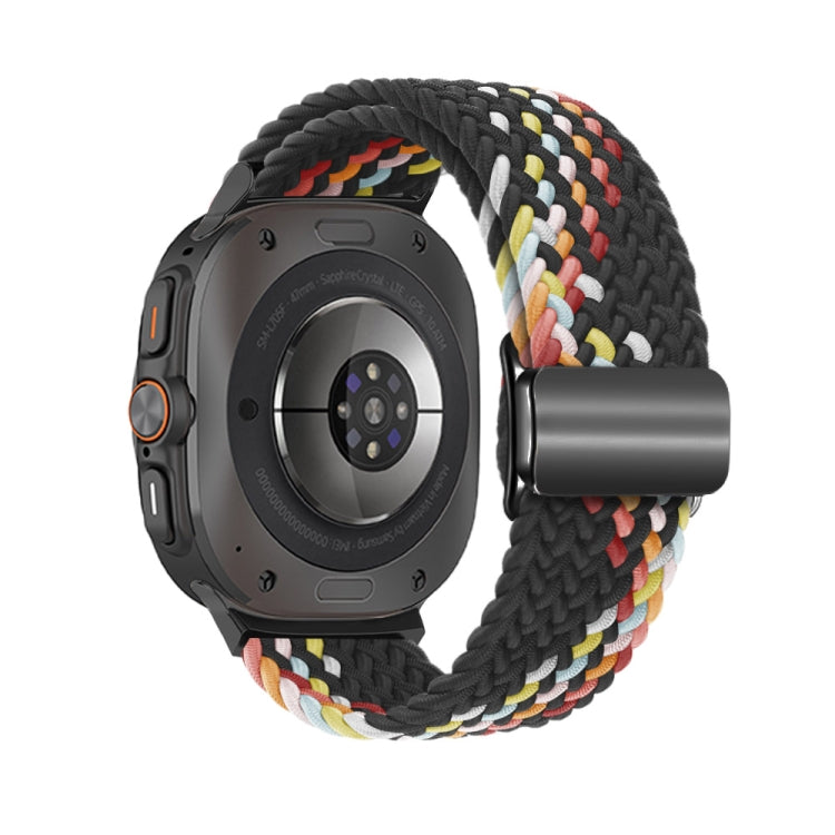 For Samsung Galaxy Watch Ultra 47mm / Ultra 2025 Nylon Loop Magnetic Buckle Watch Band(Black Rainbow) by bashfashion