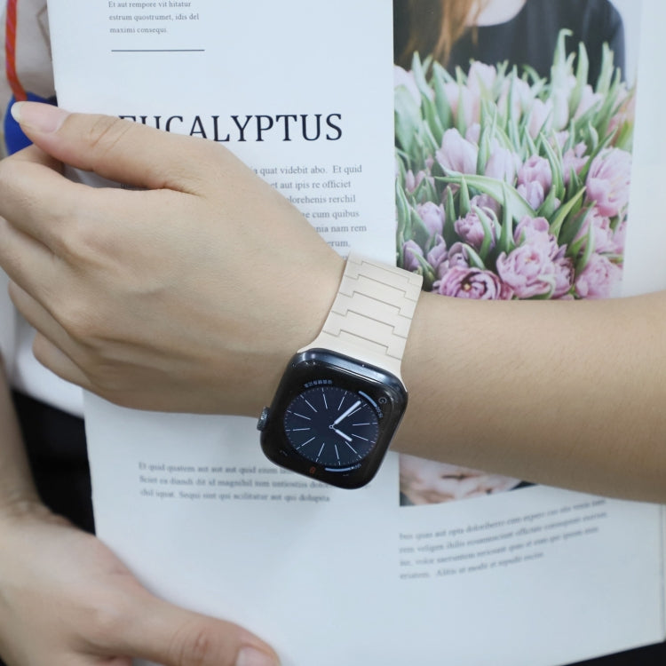 For Apple Watch Series 8 41mm Magnetic Silicone Watch Band(Starlight) by bashfashion