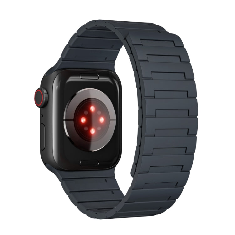 For Apple Watch Series 8 45mm Magnetic Silicone Watch Band(Midnight) by bashfashion